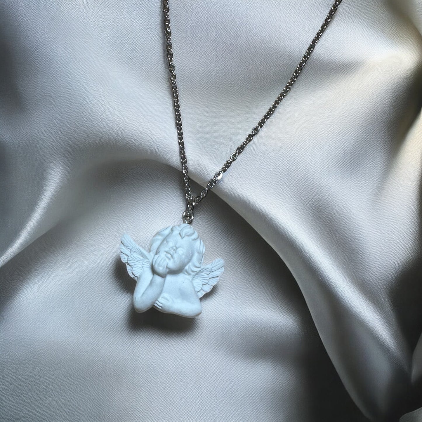 Cherub Good Luck Guardian Angel Necklace for Protection