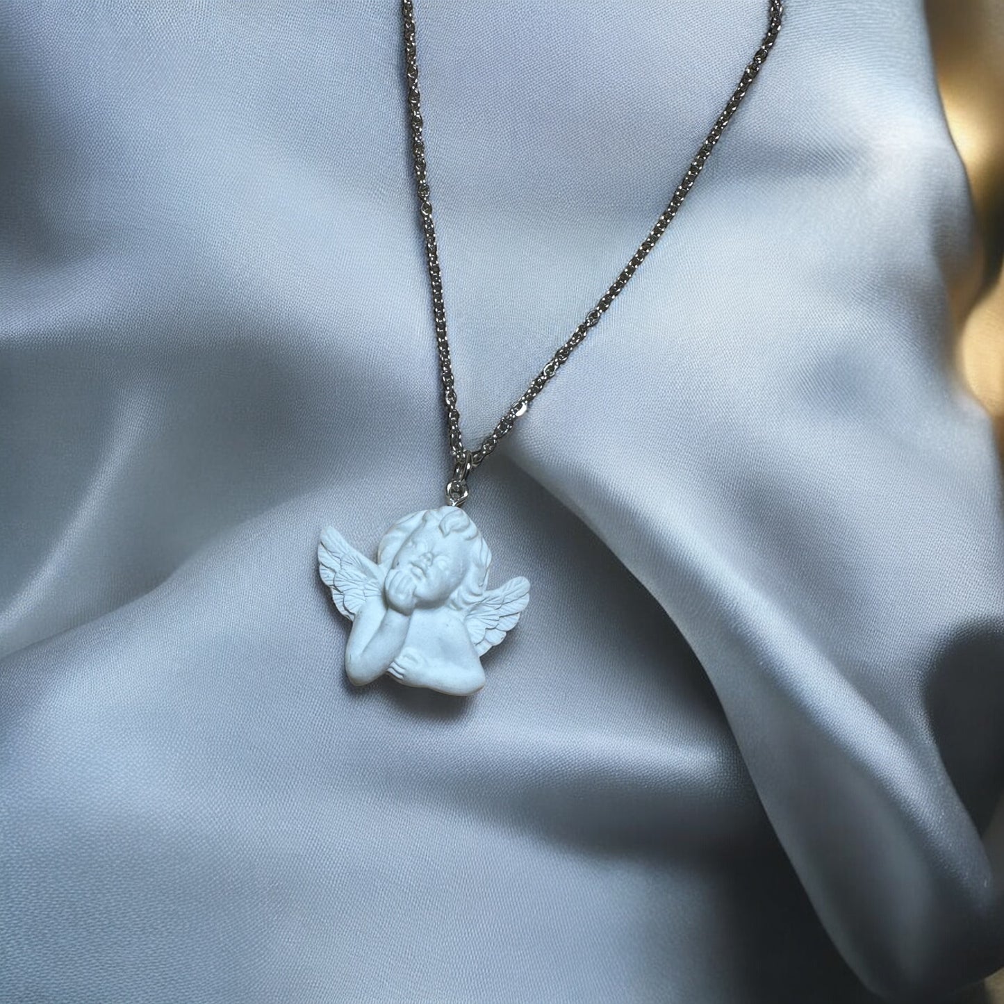 Cherub Good Luck Guardian Angel Necklace for Protection