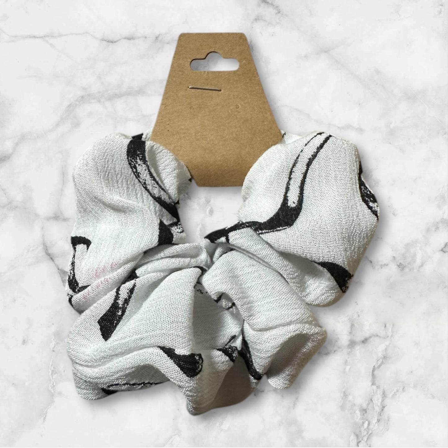 Black and White Bow Scrunchie