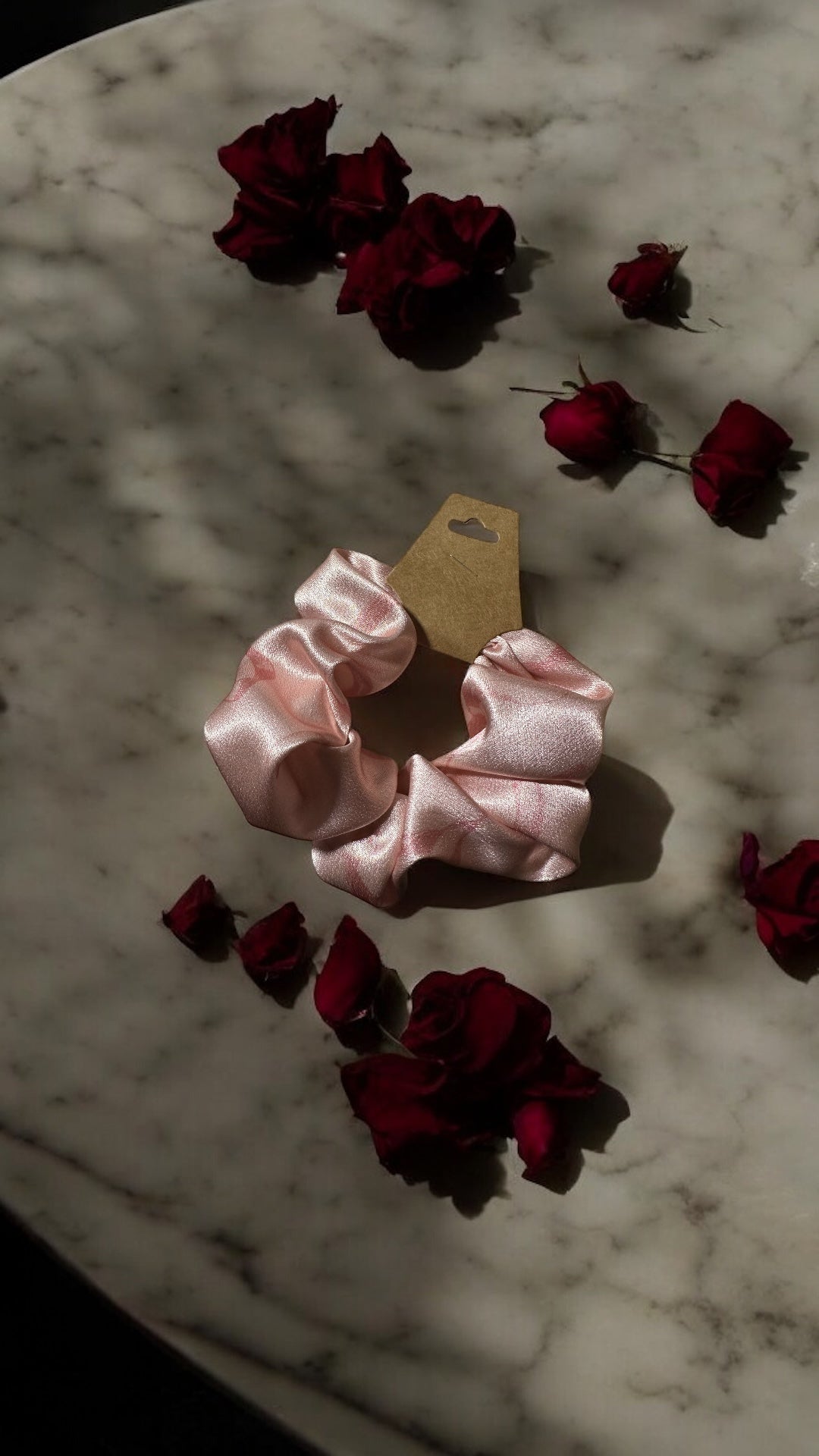 Light Blush Pink Satin Bow Scrunchie