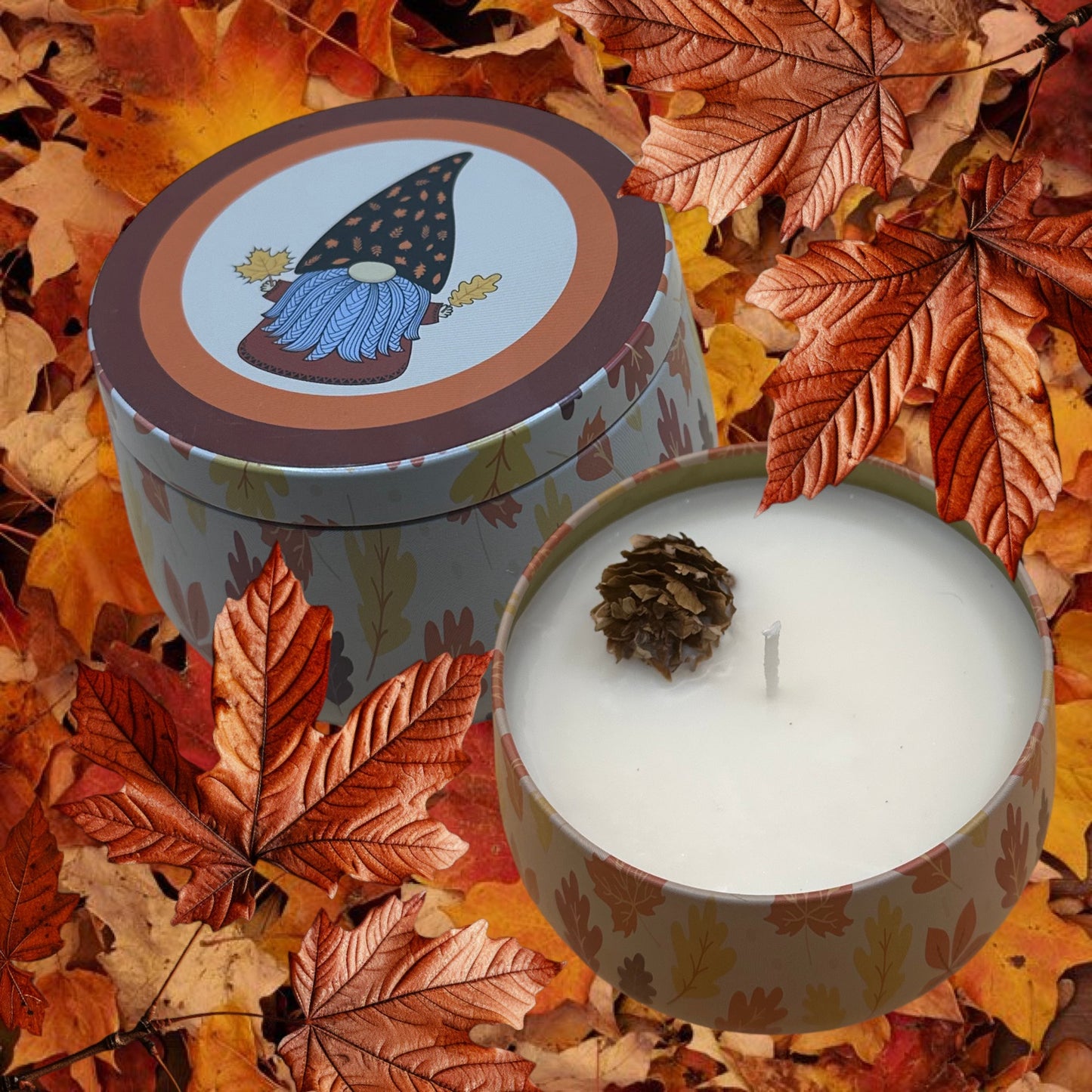 Cozy Autumn Campfire In Themed Fall Tin