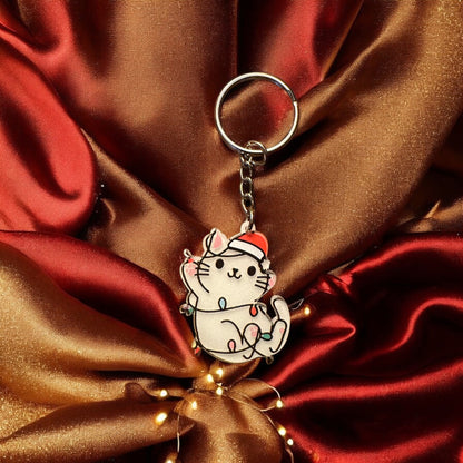 Kitten Christmas Keychain