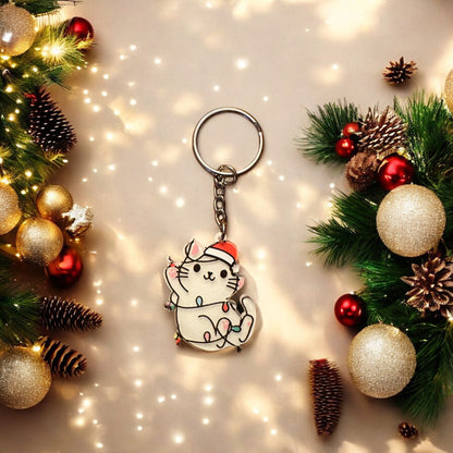 Kitten Christmas Keychain