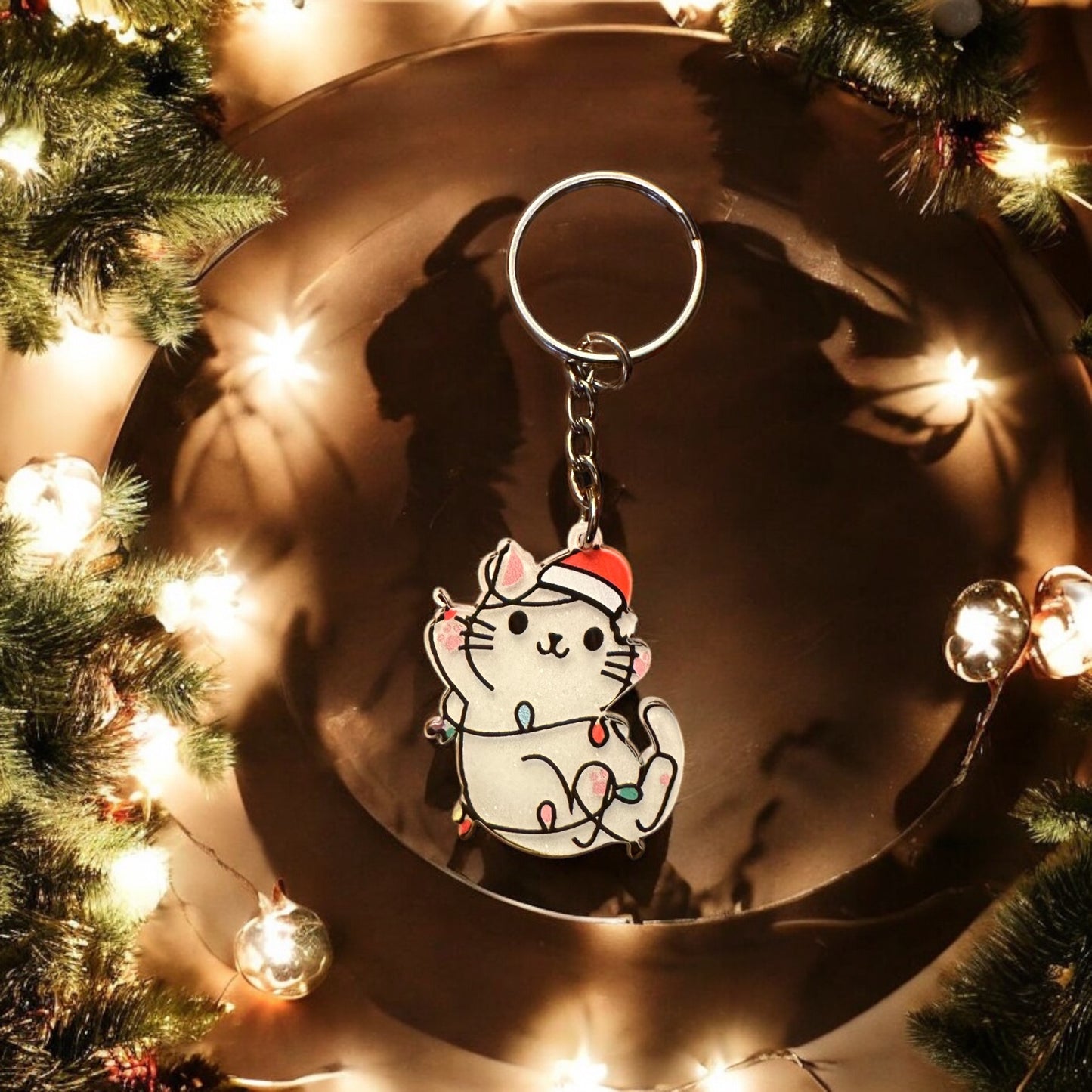 Kitten Christmas Keychain