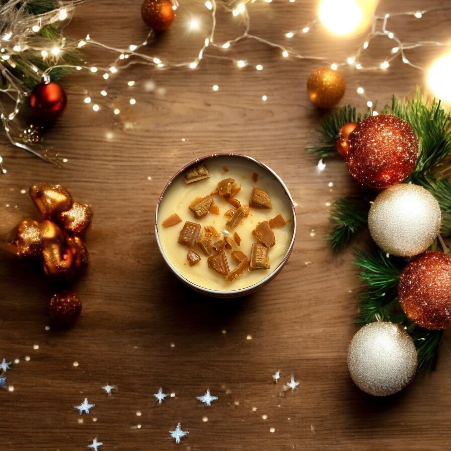 Chocolate Chip Cookie Christmas Candle in Festive Tin