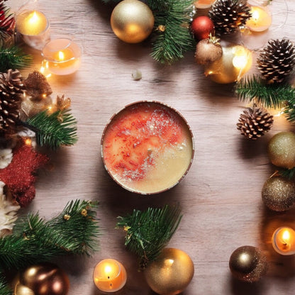 Candy Cane Christmas Candle in Festive Tin