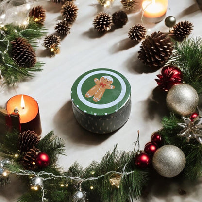 Gingerbread Cookie Candle In Festive Tin