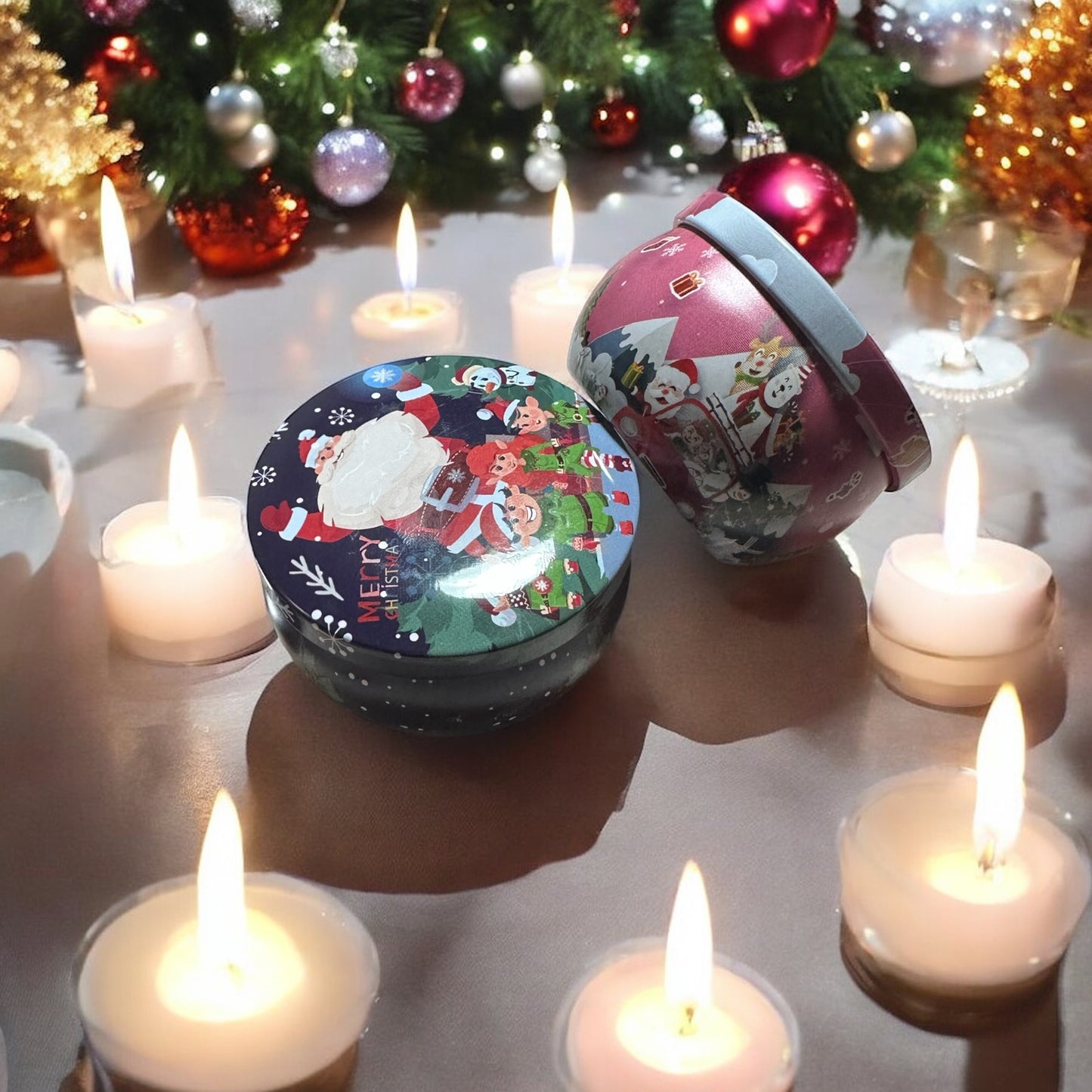 Mini Gingerbread and Brown Sugar Candle in Festive Tin