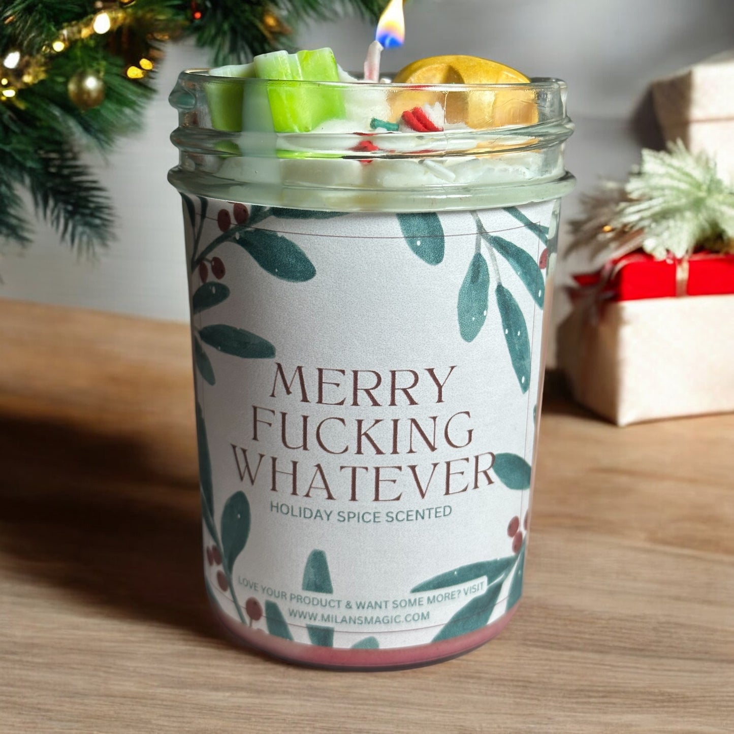 Merry Fucking Whatever Candle Holiday Spice Scented