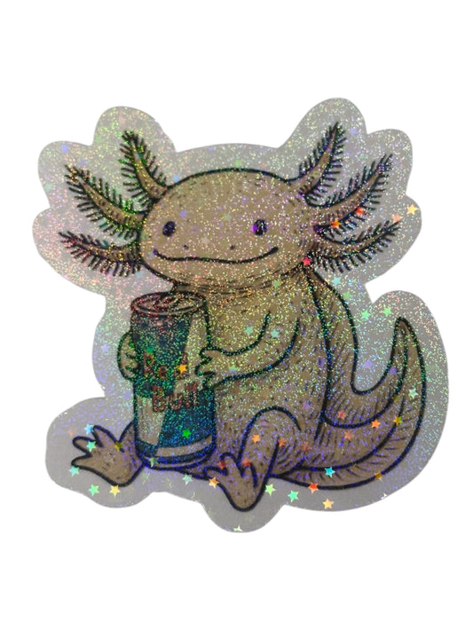 Axolotl With Red Bull Sticker
