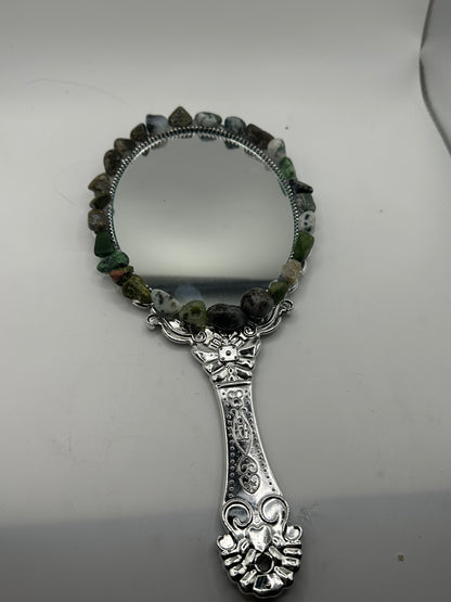 Magic Crystal Handheld Vintage Silver Mirror