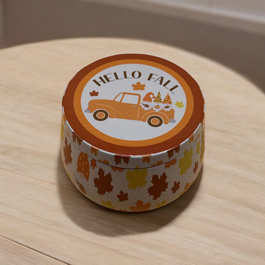 Autumn Harvest Fall Scented Candle in Themed Tin